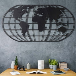 Wallity World Map Globe Led - Black